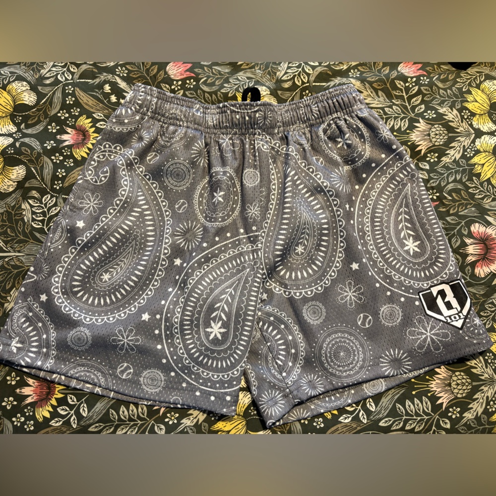 Baseball Lifestyle (B101) Gray Paisley Shorts